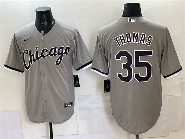 Men's Chicago White Sox #35 Frank Thomas Grey Stitched Baseball Jersey Men's Chicago White Sox #35 Frank Thomas Grey Stitched Baseball Jersey